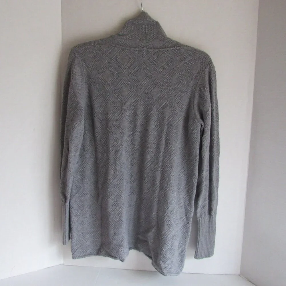 Market and Spruce Gray Diamond Weave Open Front Cardigan Sweater Size Medium - Picture 2 of 3
